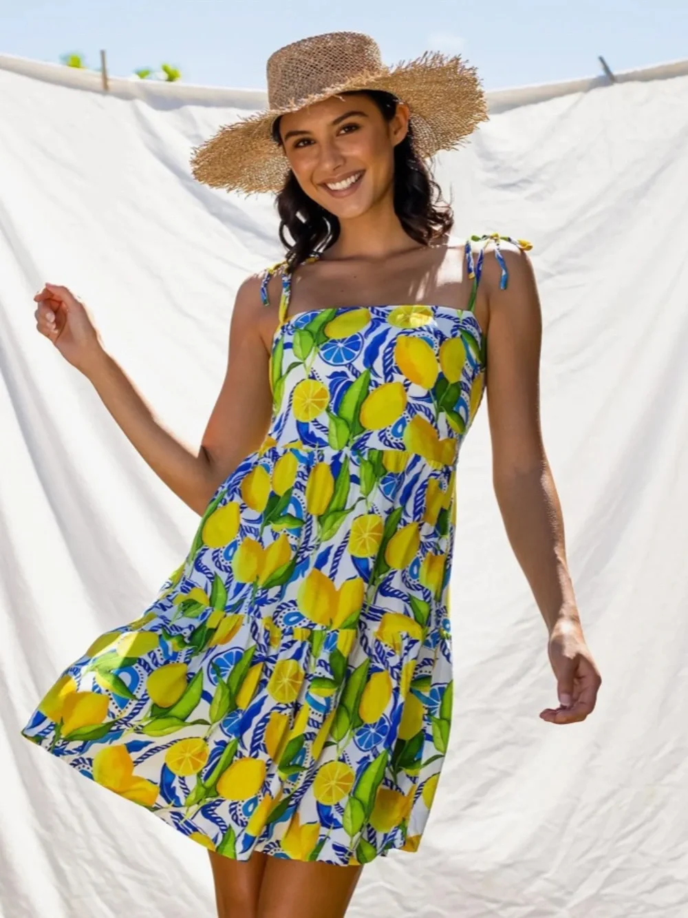 Kenny Flowers The Positano Mini Resort Dress Lemon Print Medium